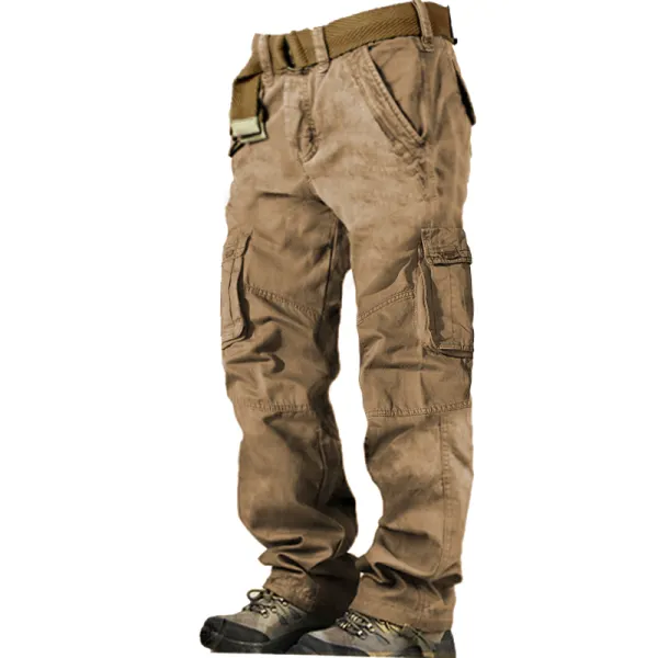 Men's Pocket Vintage Cotton Cargo Pants - Kalesafe.com 