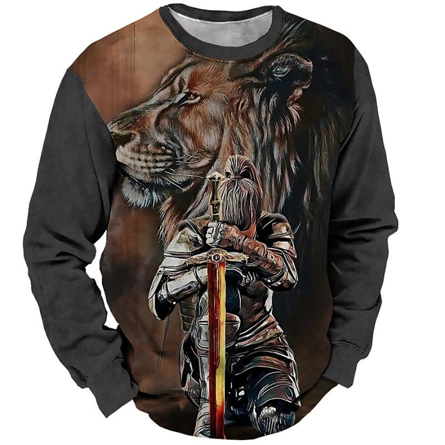 

Men's Templar Lion Jesus Faith Graphic Print Sweatshirt