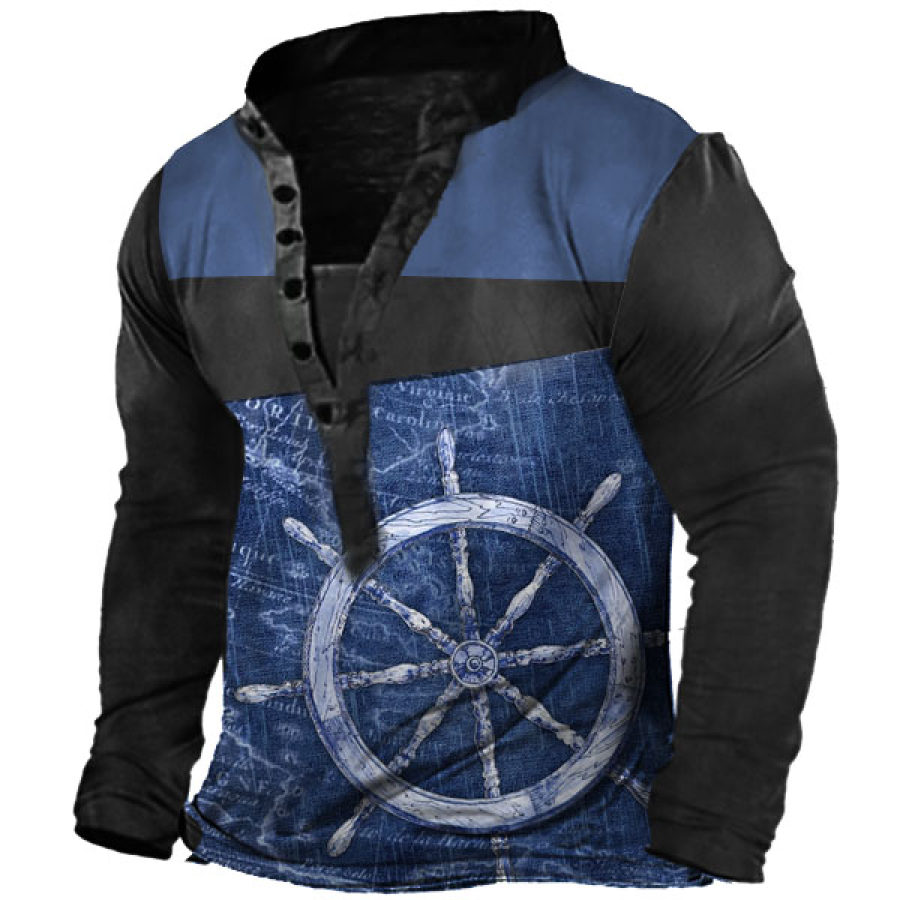 

Paul Brent's Vintage Sailing II Printed Men's Henley Long Sleeve T-Shirt
