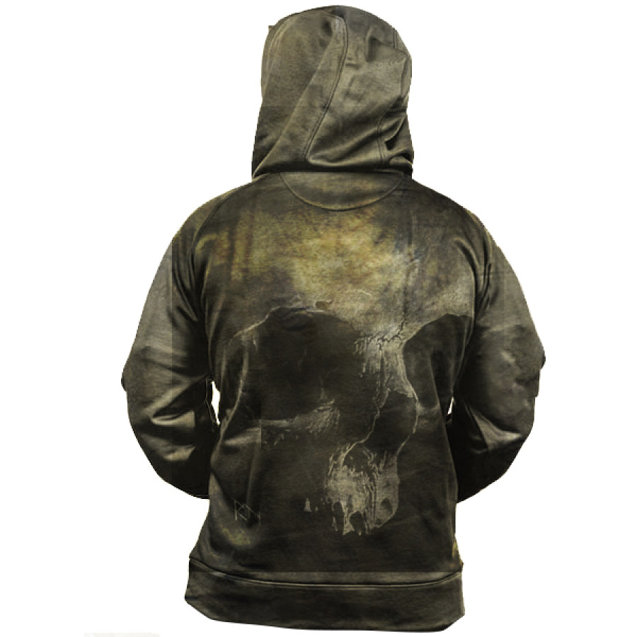 

Men's Vintage Skull Print Sports Hoodie