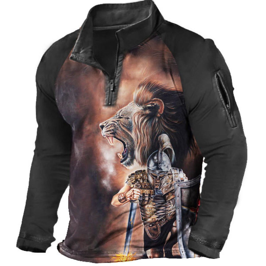 

Lion Of Judah Vintage Print Men's Half Zip Tactical T-Shirt