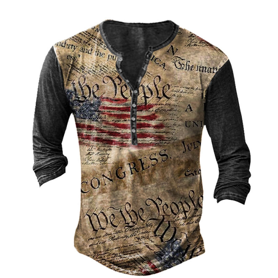 

Men's American Flag We The People Print Henry T-Shirt
