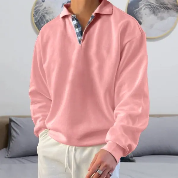 Men's Fashion Casual Lapel Loose Long Sleeve Sweatshirt - Fineyoyo.com 