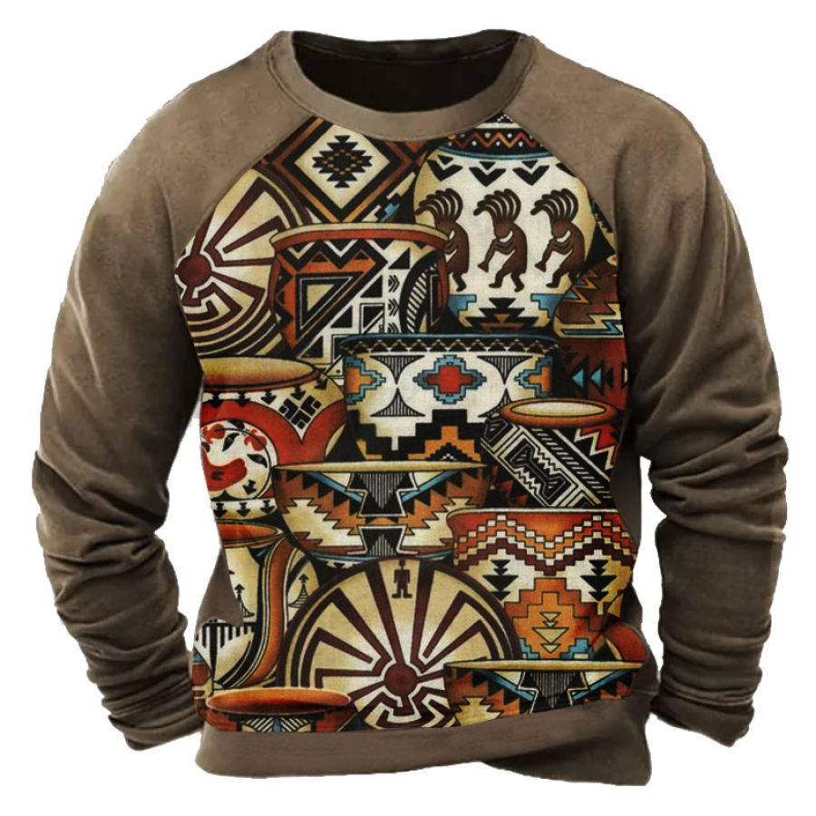 

Men's Vintage Tribal Geometric Print Sweatshirt