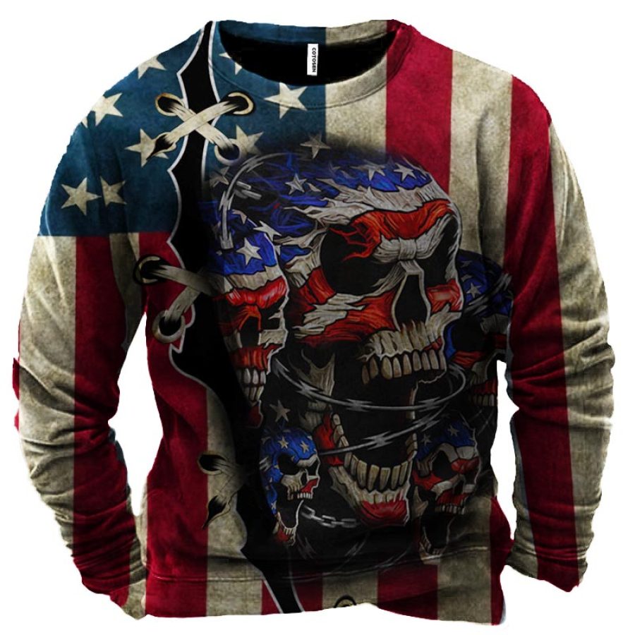 

American Flag Skull Men's Sweatshirt