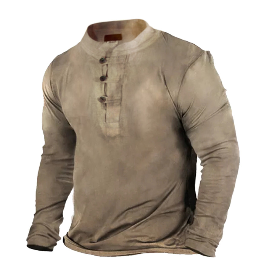 

Men's Outdoor Tactical Vintage Button Long Sleeve T-Shirt