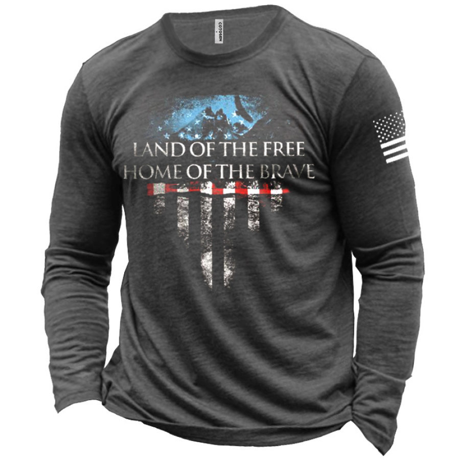 

Land Of The Free Home Of The Brave Men's Printed Cotton T-Shirt