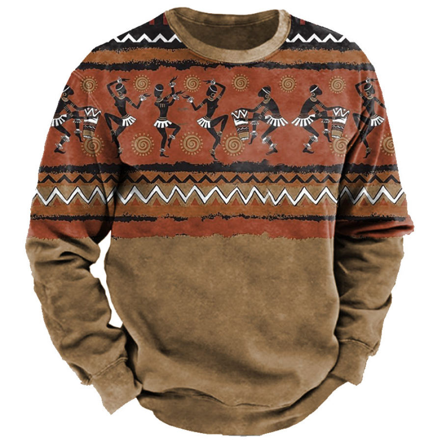 

Men's Vintage Ethnic Graphic Print Sweatshirt