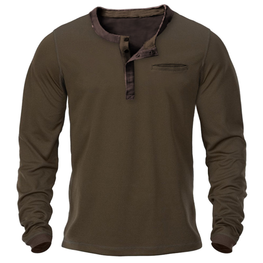 

Men's Vintage Outdoor Training Long Sleeve Henry T-Shirt
