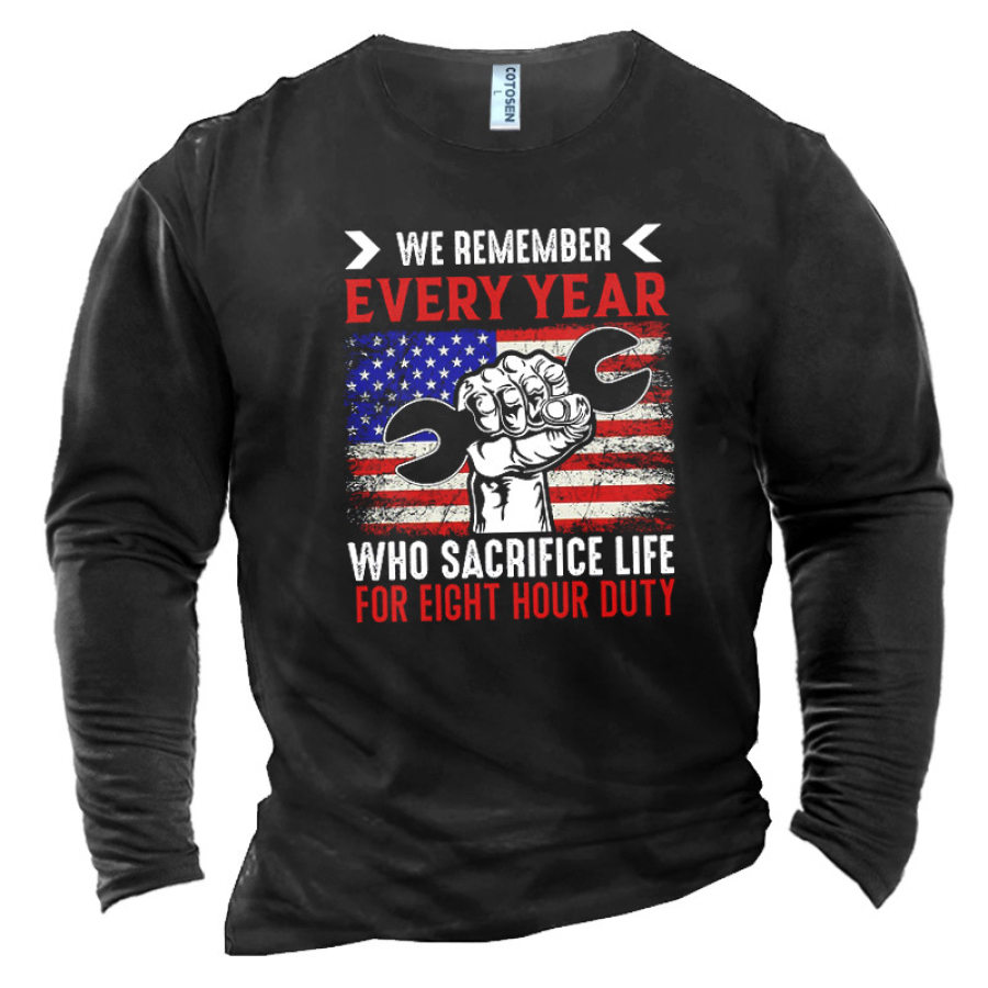 

We Remember Every Year Men's Labor Day Print Cotton T-Shirt