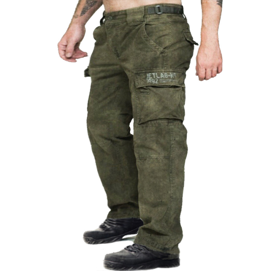 

Men's Pocket Tactical Vintage Washed Cotton Cargo Pants
