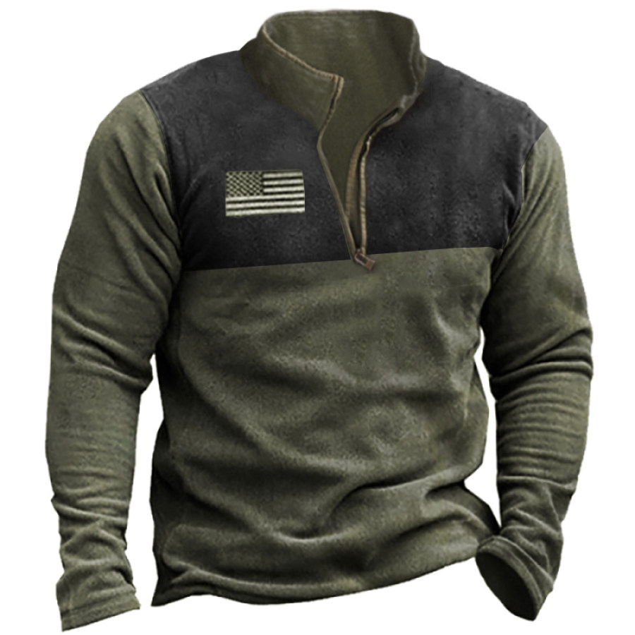 

Men's Outdoor Casual Fleece Patchwork Sweatshirt