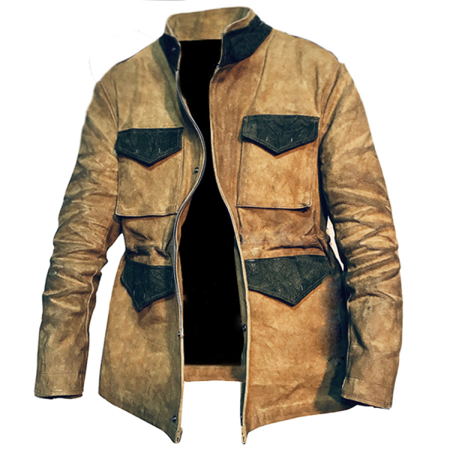 

Men's Vintage Wash Print Tactical Thin Jacket