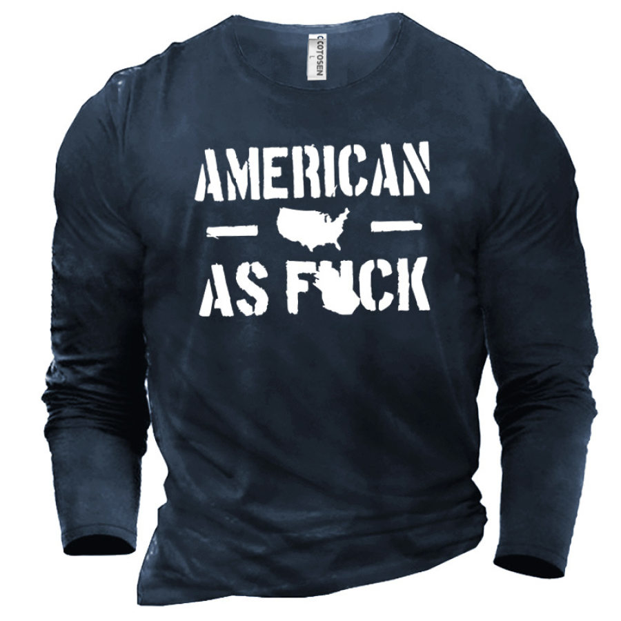 

American As Fuck Men's Printed Long Sleeve Cotton T-Shirt