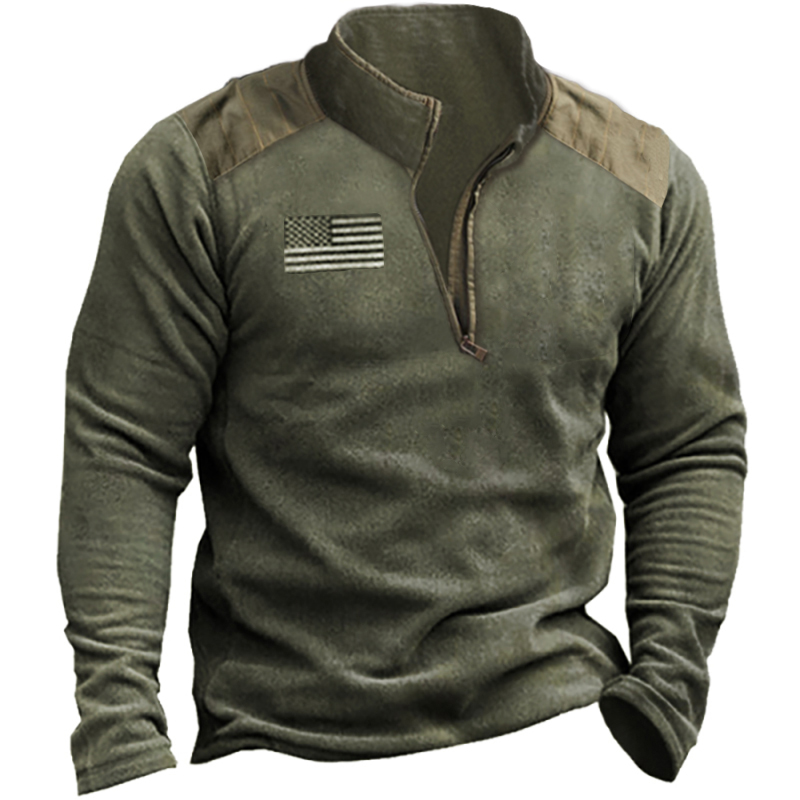Men's Outdoor Casual Fleece Chic Patchwork Sweatshirt
