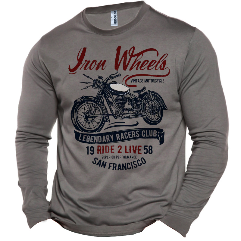 Men's Motorcycle Vintag Cotton Chic Graphic Print T-shirt