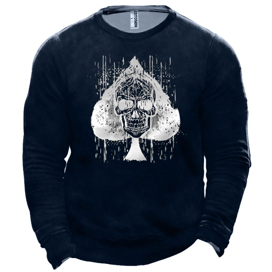 

Men's Skull Poker Punk Graphic Print Sweatshirt