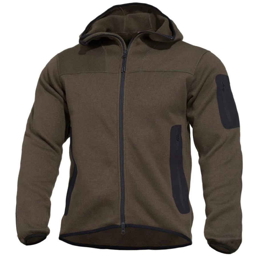 

Men's Multi-Pocket Tactical Full-Zip Fleece Thickened Jacket Hoodie