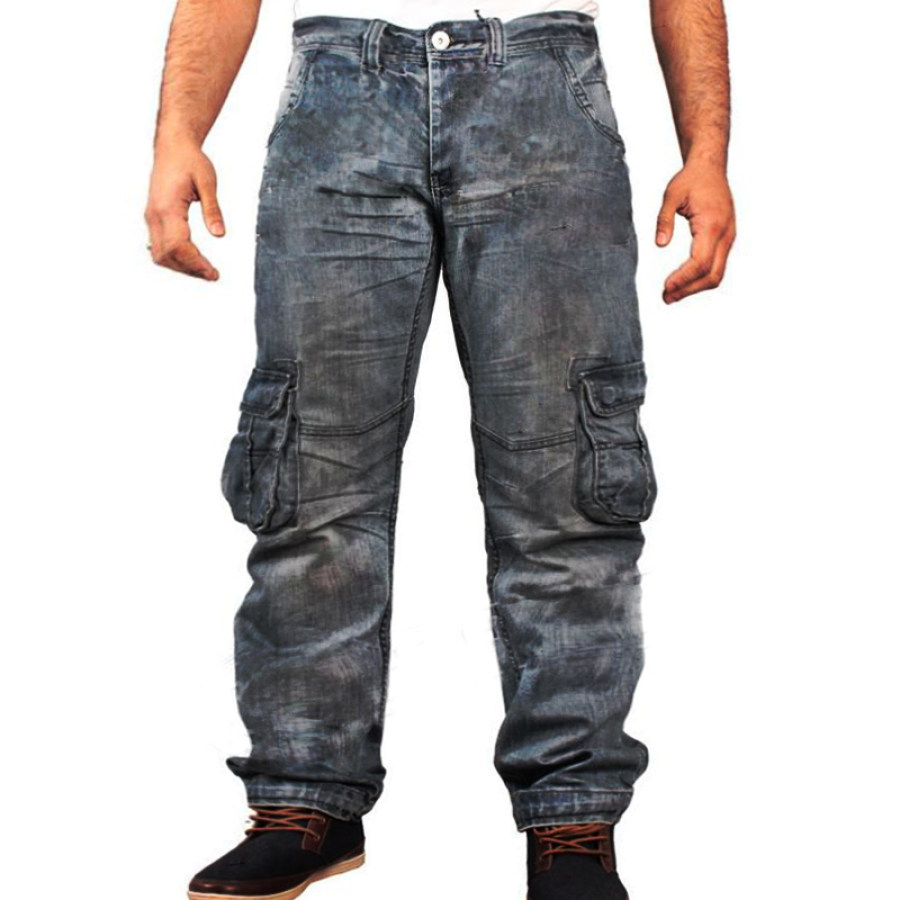 

Men's Vintage Washed Pocket Cargo Jeans