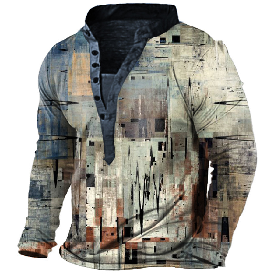 

Abstract Painting Men's Henley Long Sleeve Training Shirt