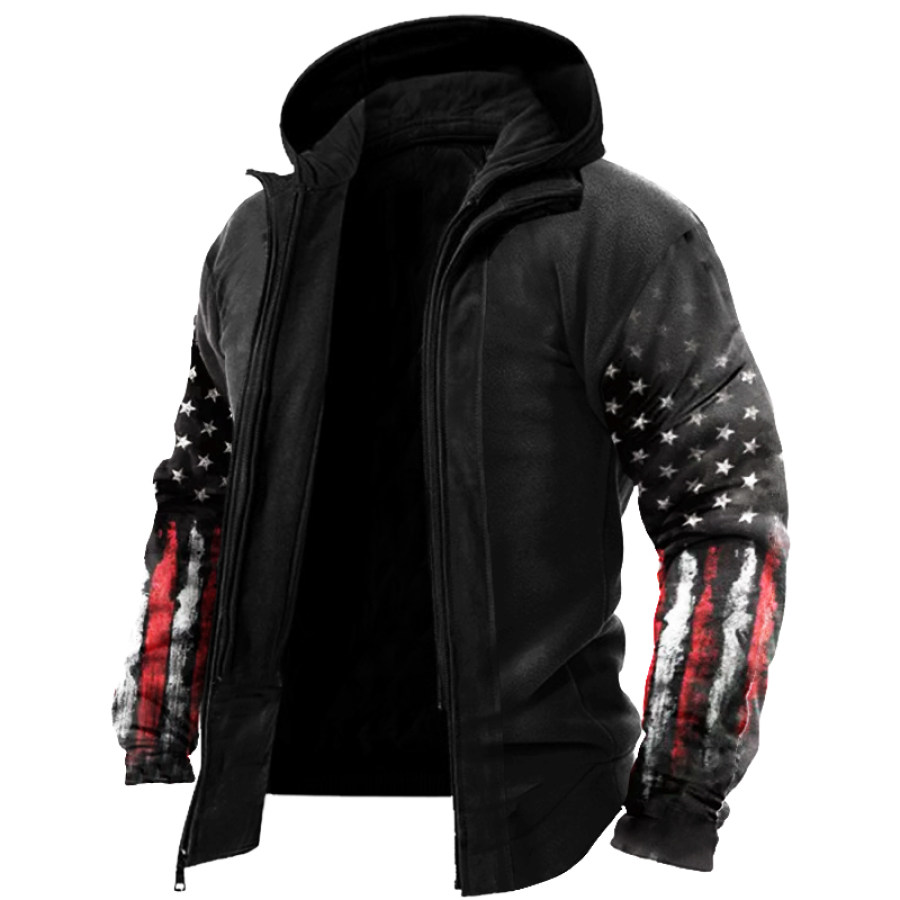 

Men's Outdoor American Flag Print Tactical Fleece Jacket