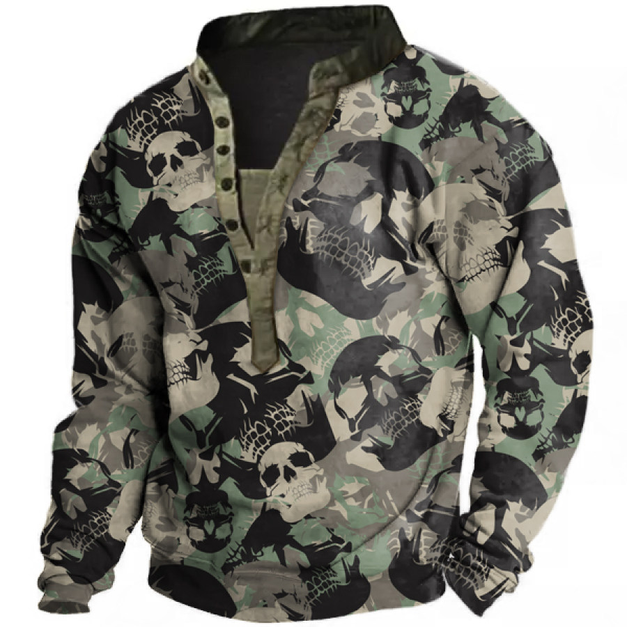 

Retro Camouflage Skull Print Men's Outdoor Tactics Sweatshirt