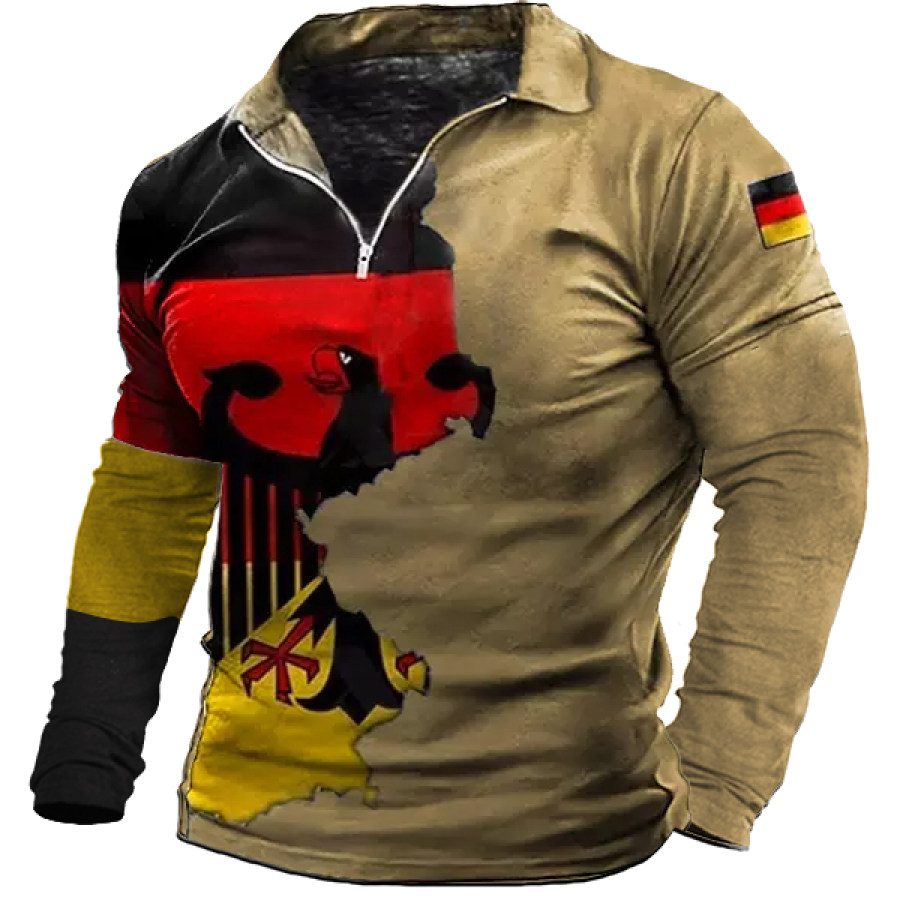 

Men's Outdoor German Flag Eagle Print Tactical Polo Shirt