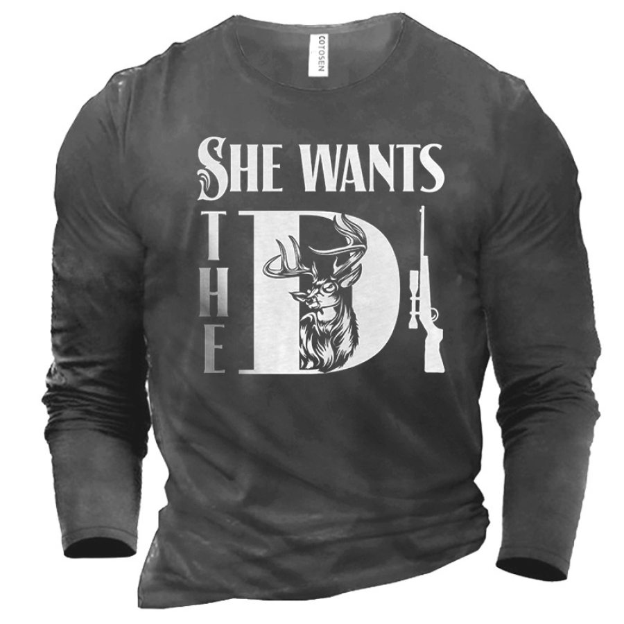 

She Wants The Deer Men's Printed Cotton T-Shirt