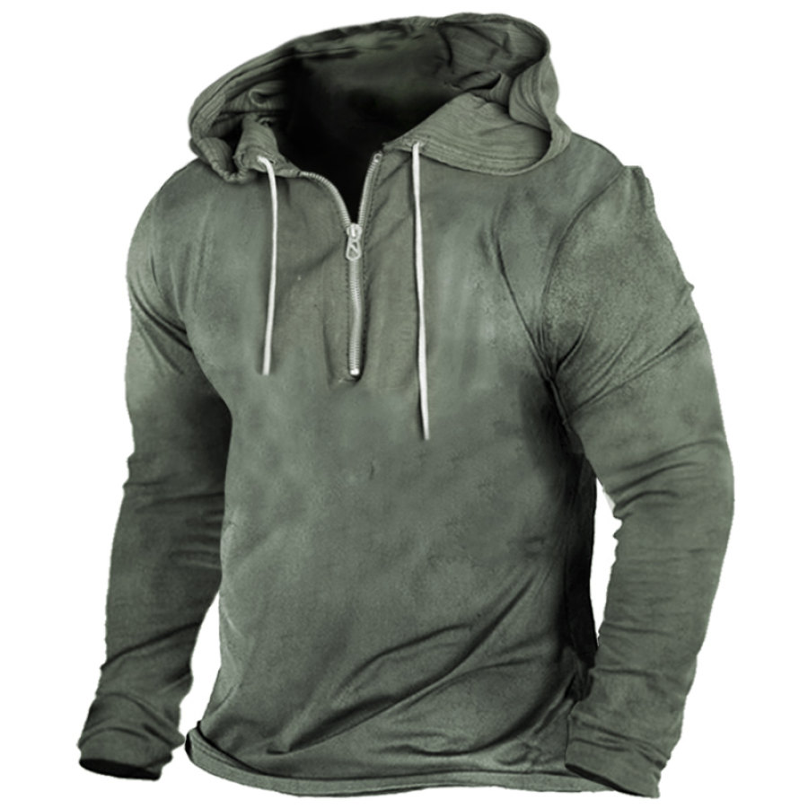 

Men's Outdoor Training Zip Hooded Tactical T-Shirt