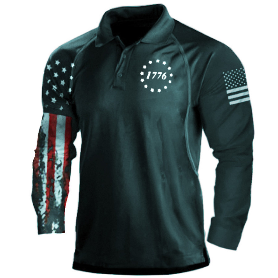

American Flag Men's Training Uniform Long Sleeve Shirt