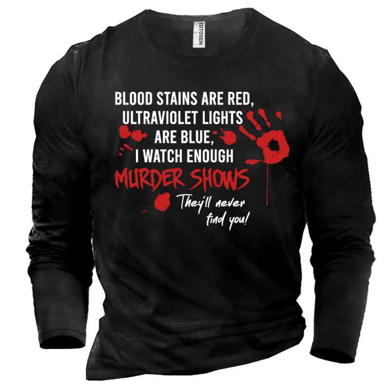 Men's Funny Humor Halloween Chic Bloodstain Print Cotton T-shirt