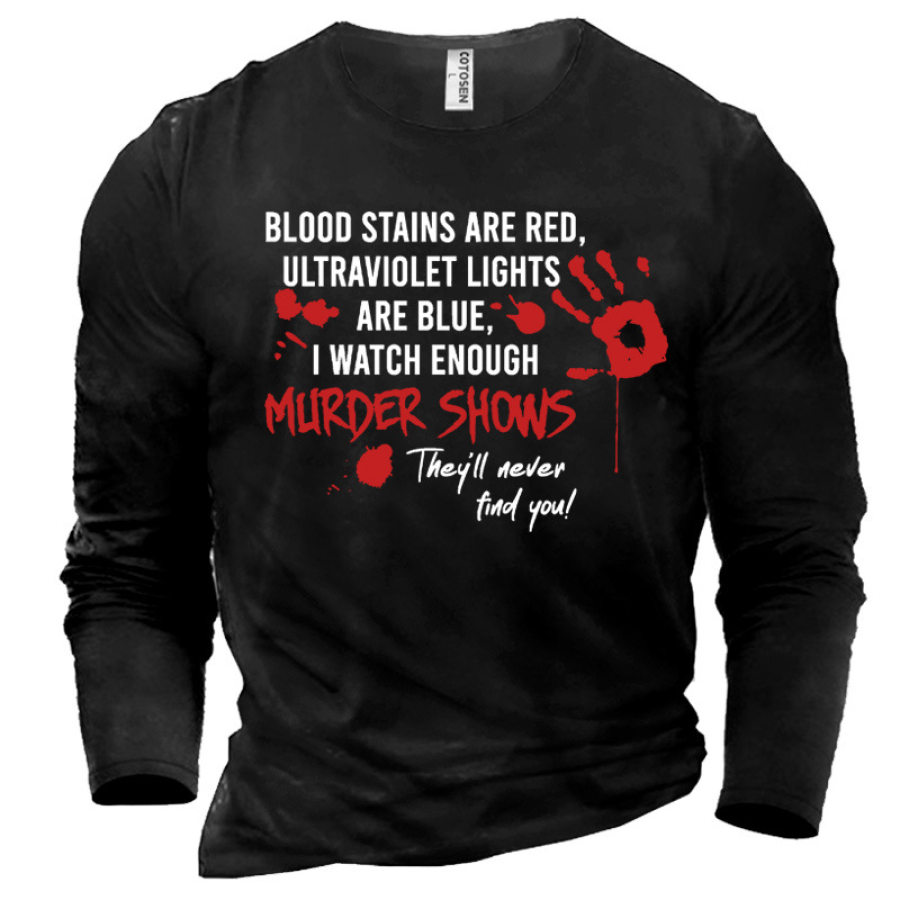 

Men's Funny Humor Halloween Bloodstain Print Cotton T-Shirt