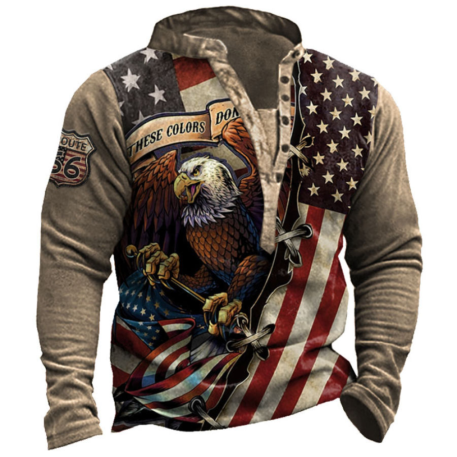 

Moletom Masculino American Eagle Route 66 Com Estampa Henley