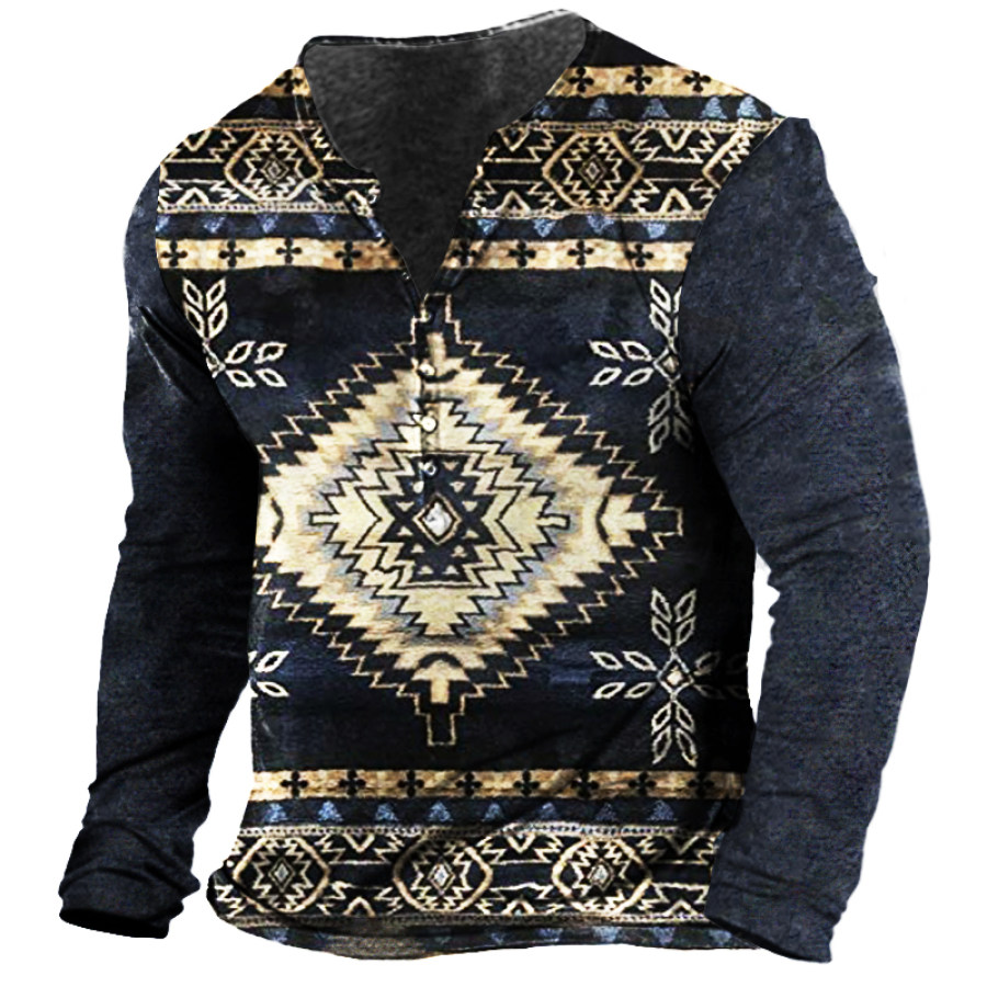 

Men's Retro Ethnic Totem Print T-Shirt