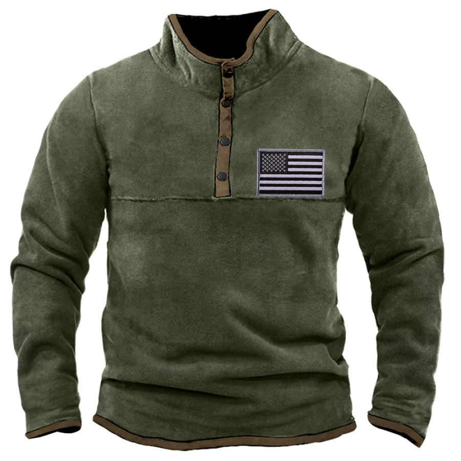 

Men's Thickened Down Velcro Henley Collar Fleece Sweatshirt