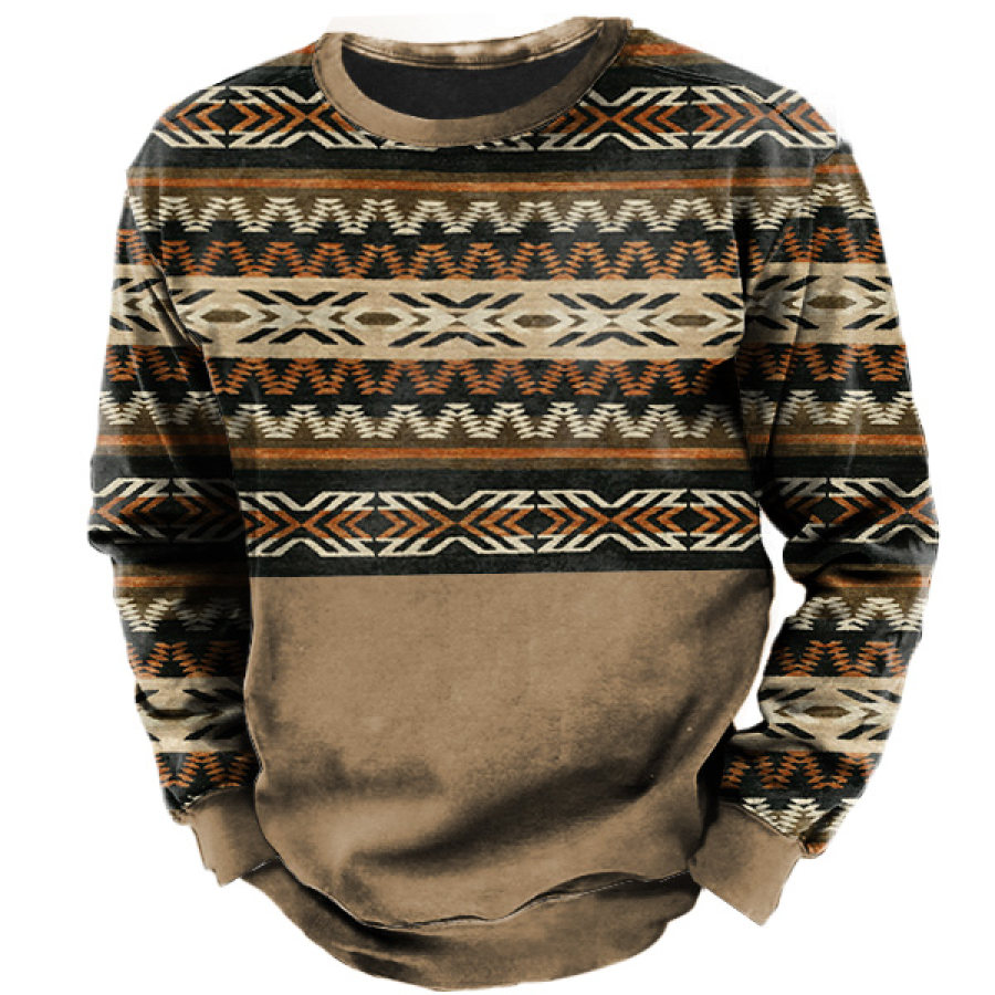 

Men's Vintage Ethnic Geometric Print Sweatshirt