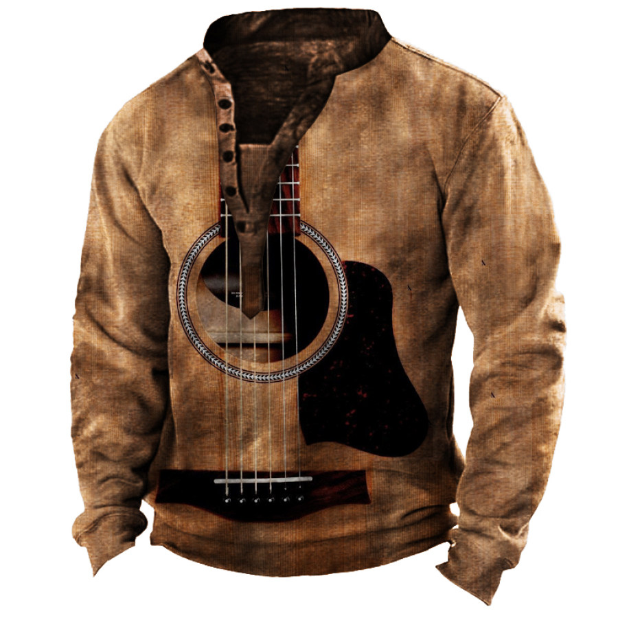 

Guitar Men's Henley Sweatshirt