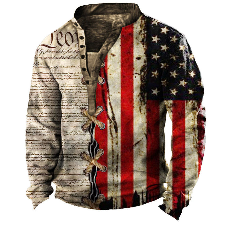 

American Flag Men's Henley Sweatshirt