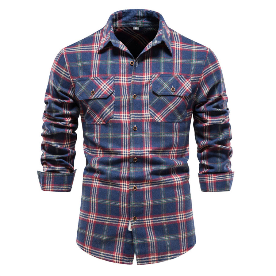 

Men's Cowboy Autumn Plaid Long Sleeve Shirt