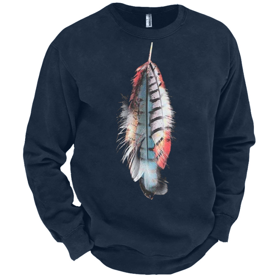 

Men's Feather Ethnic Pattern Print Sweatshirt