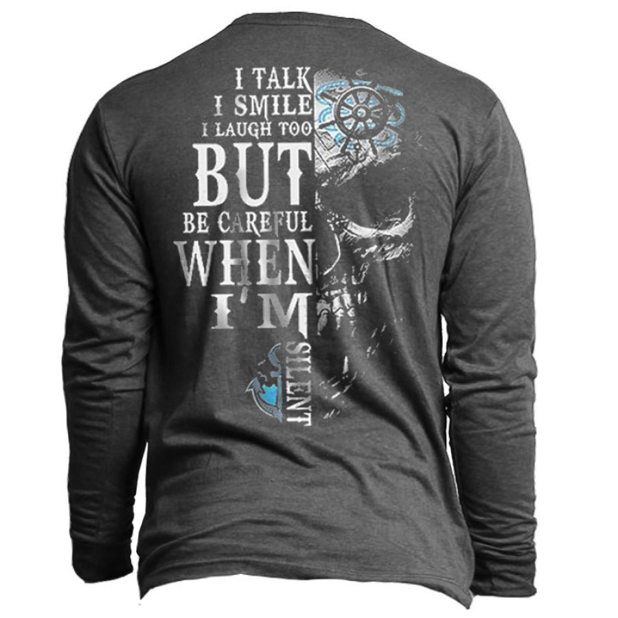 

Men's Skull Anchor Print Cotton T-Shirt