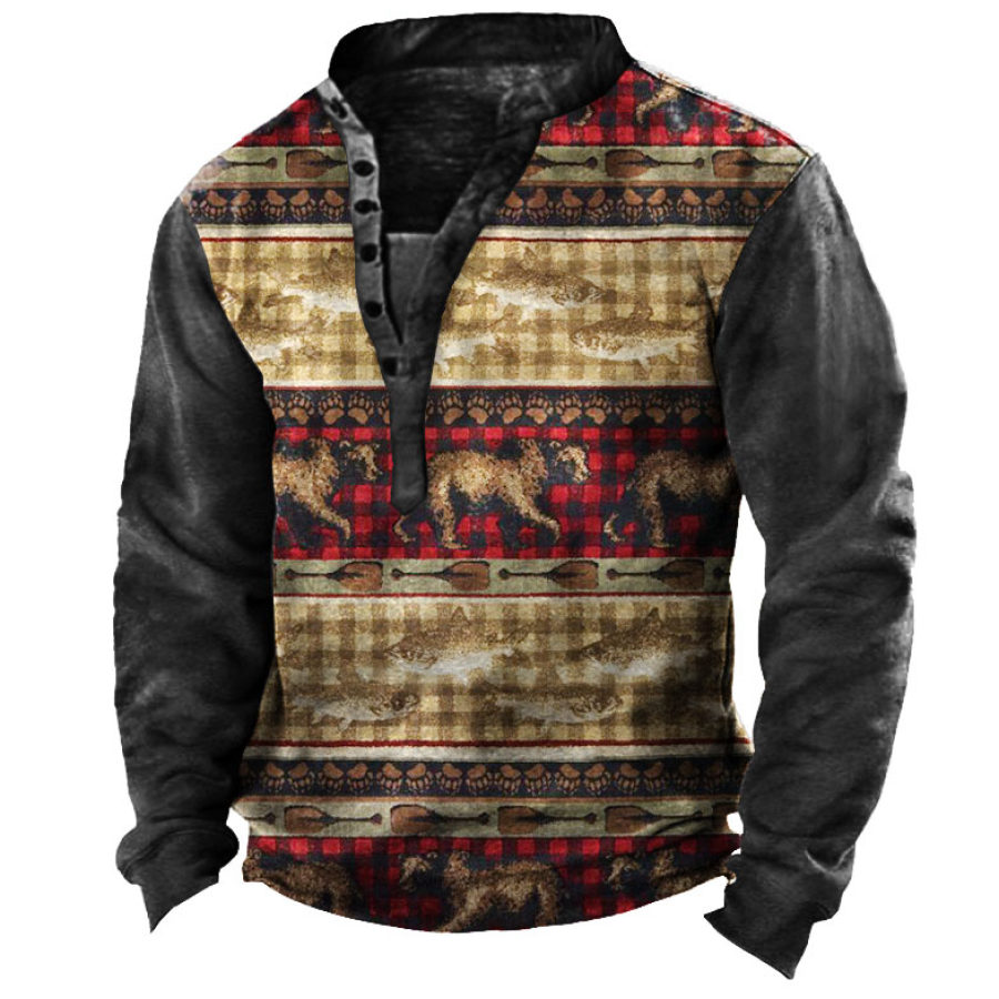 

Christmas Cowboy Men's Henley Sweatshirt