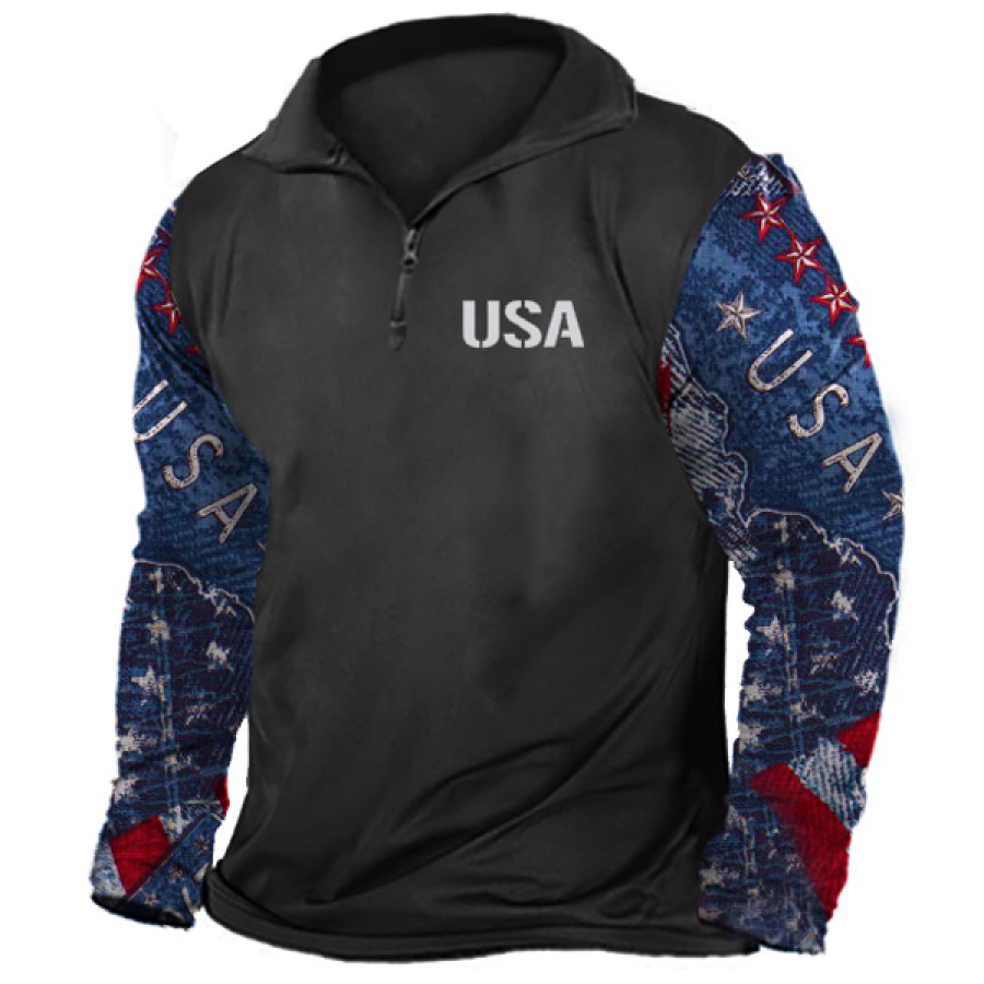 

Vintage American Flag Print Men's Polo T-Shirt
