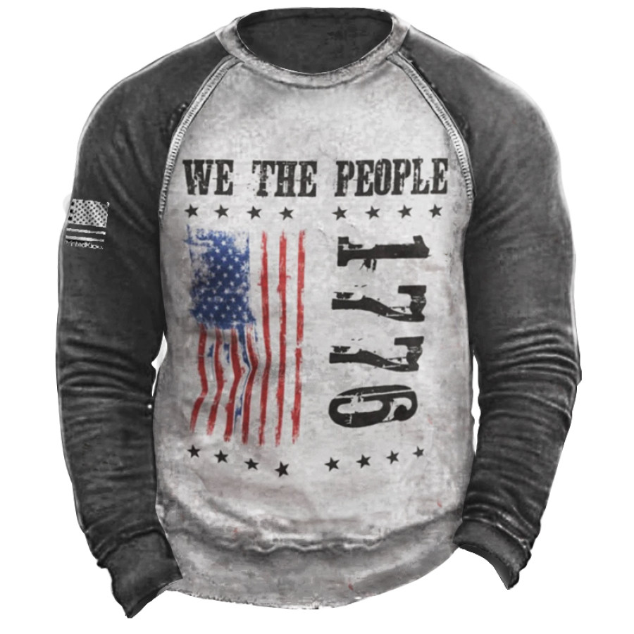 

Patriotic T Shirts We The People Vintage USA Flag 1776 American Flag Men Sweatshirt