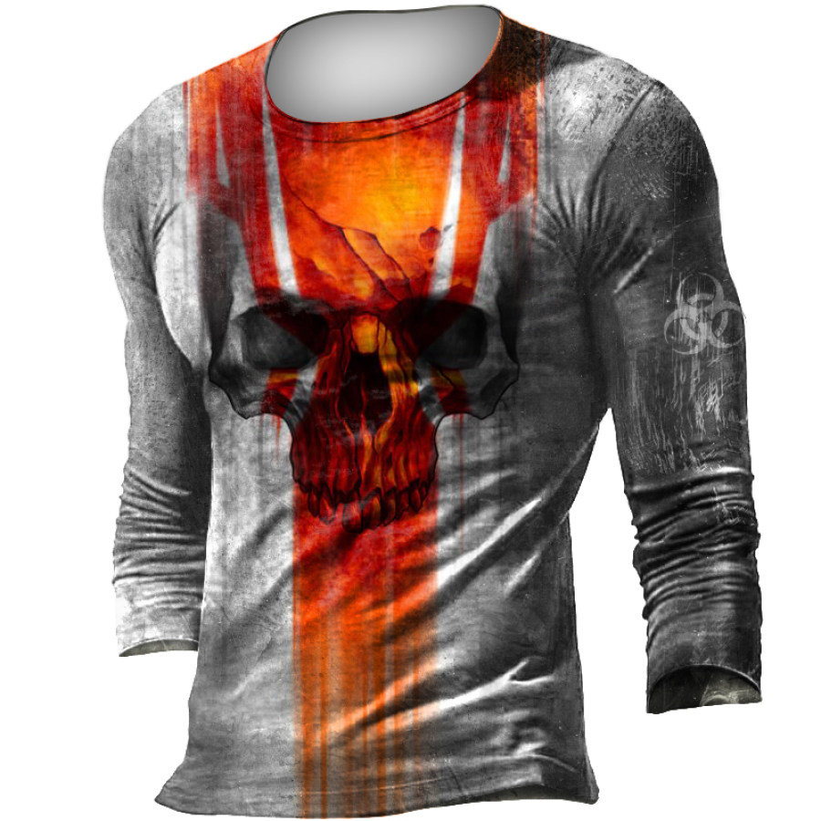 

Men's Dangerous Skull Rock Print Long Sleeve T-Shirt