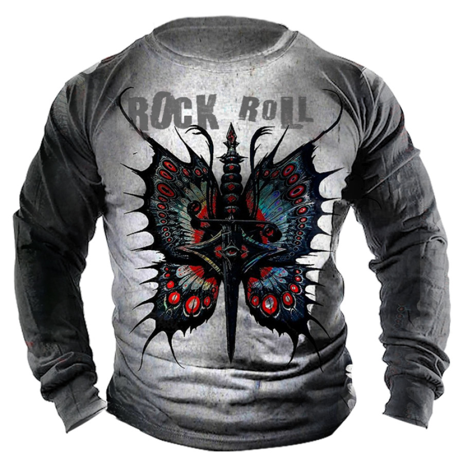 

Men's Retro Rock Music Print Long Sleeve T-Shirt