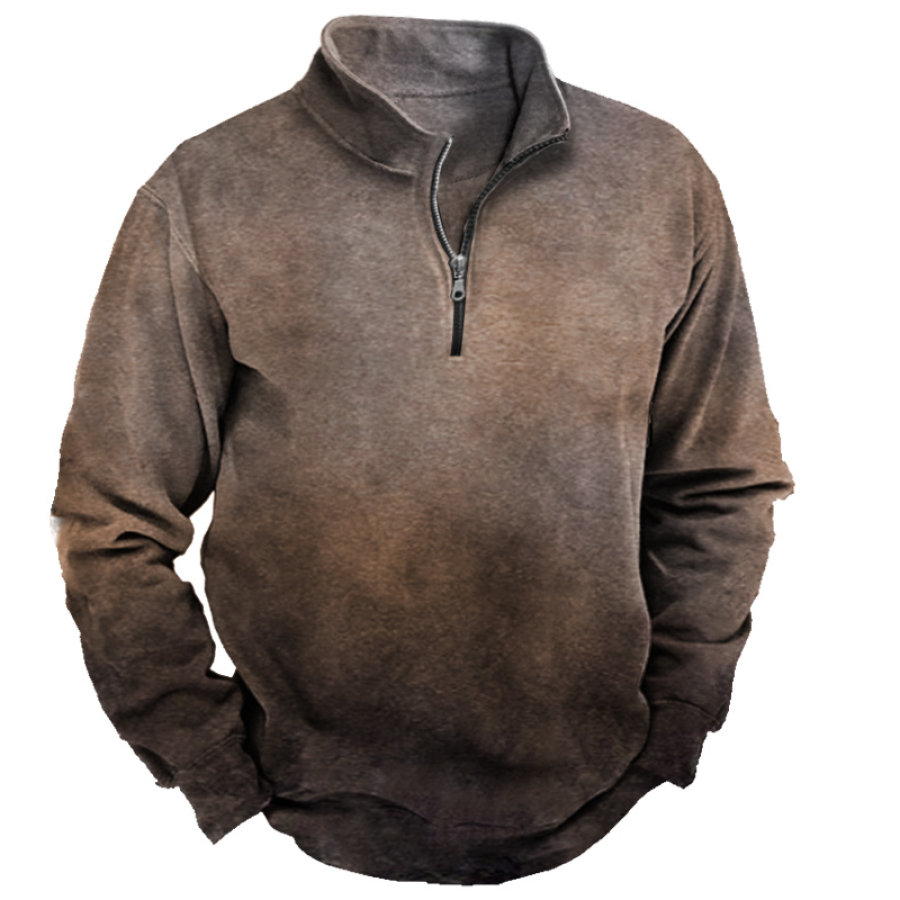 

Men's Retro Gradient Outdoor Training Tactical Half-Zip Sweatshirt