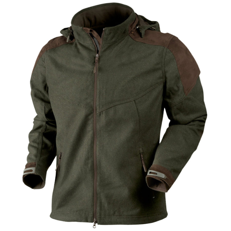 

Men's Vintage Contrast Windproof Hooded Jacket