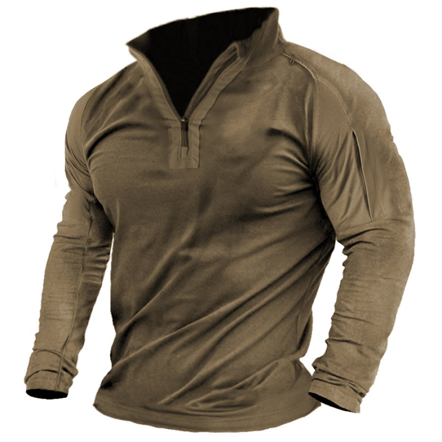 

Men's Retro Outdoor Training Half-Zip Tactical T-Shirt