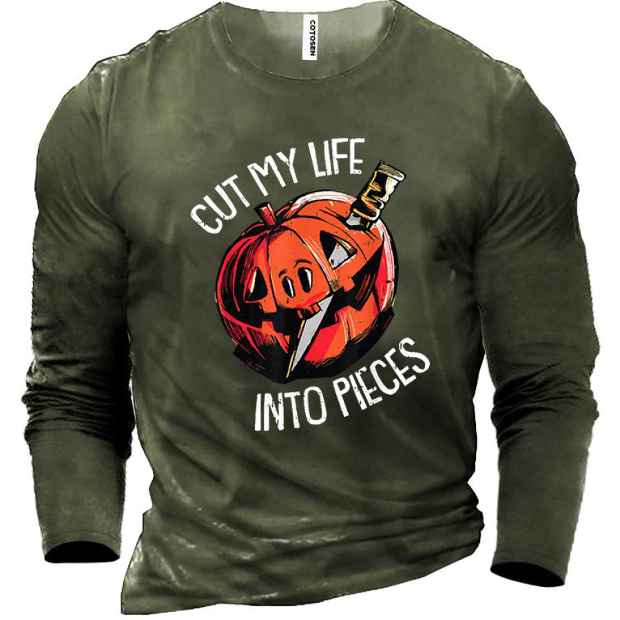 

Cut My Life Into Pieces Lazy Halloween Men's Cotton Long Sleeve T-Shirt